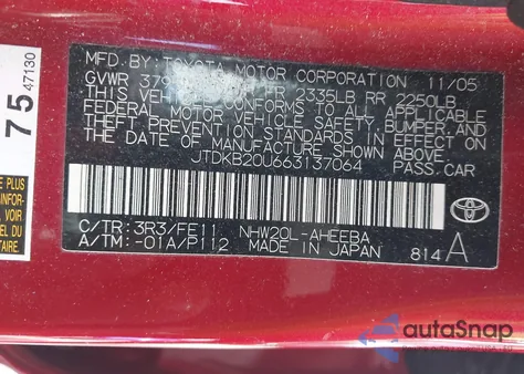 2006 Toyota Prius z USA, uszkodzony, nr VIN JTDKB20U663137064